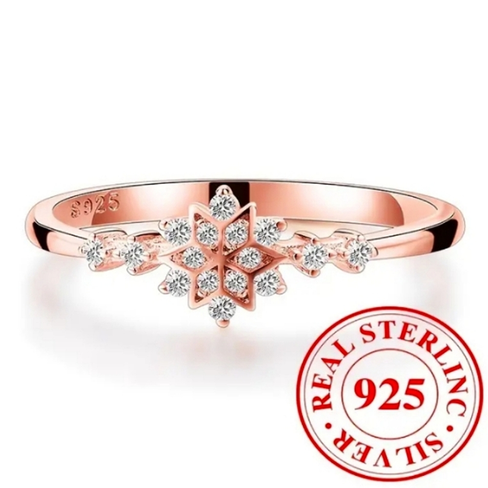 ❄️ 14K Rose Gold Plated Sterling Silver Dainty Ring